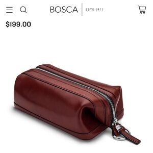 Bosca Leather Toiletry Bag - Rich Brown
